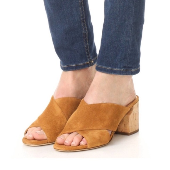 Sigerson Morrison / NEW Rhoda MAGENTA PINK Suede Crisscross Heel Mules Sandals 8 - Picture 2 of 7